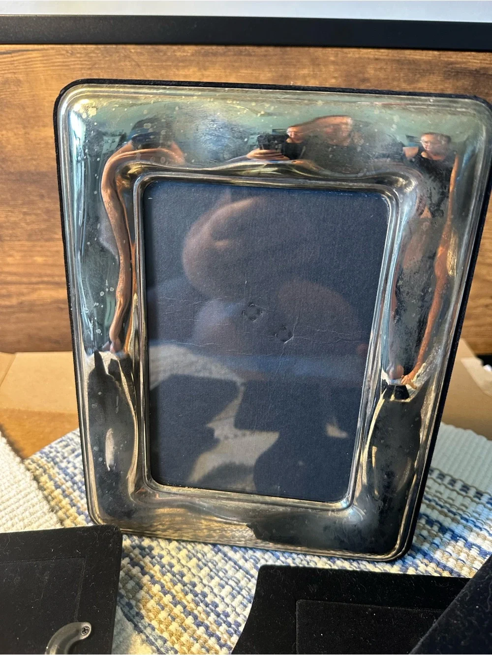 Vintage Brass-Tone Picture Frame Set of 6/ Black Velvet Backs/ Art Deco See Des.